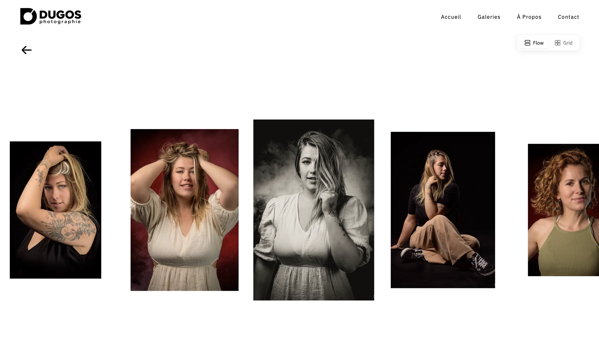 La même galerie en bandeau : des portraits de tailles variées, à faire défiler.