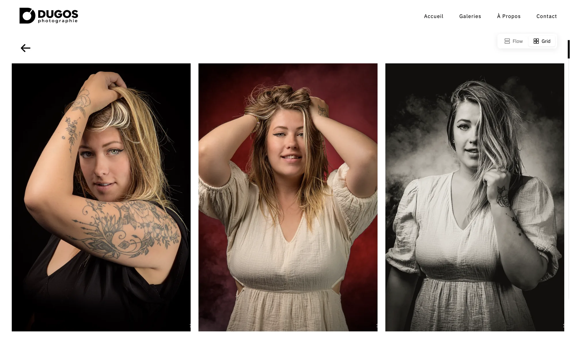 Galerie Portraits en grille : trois grands portraits en colonnes.