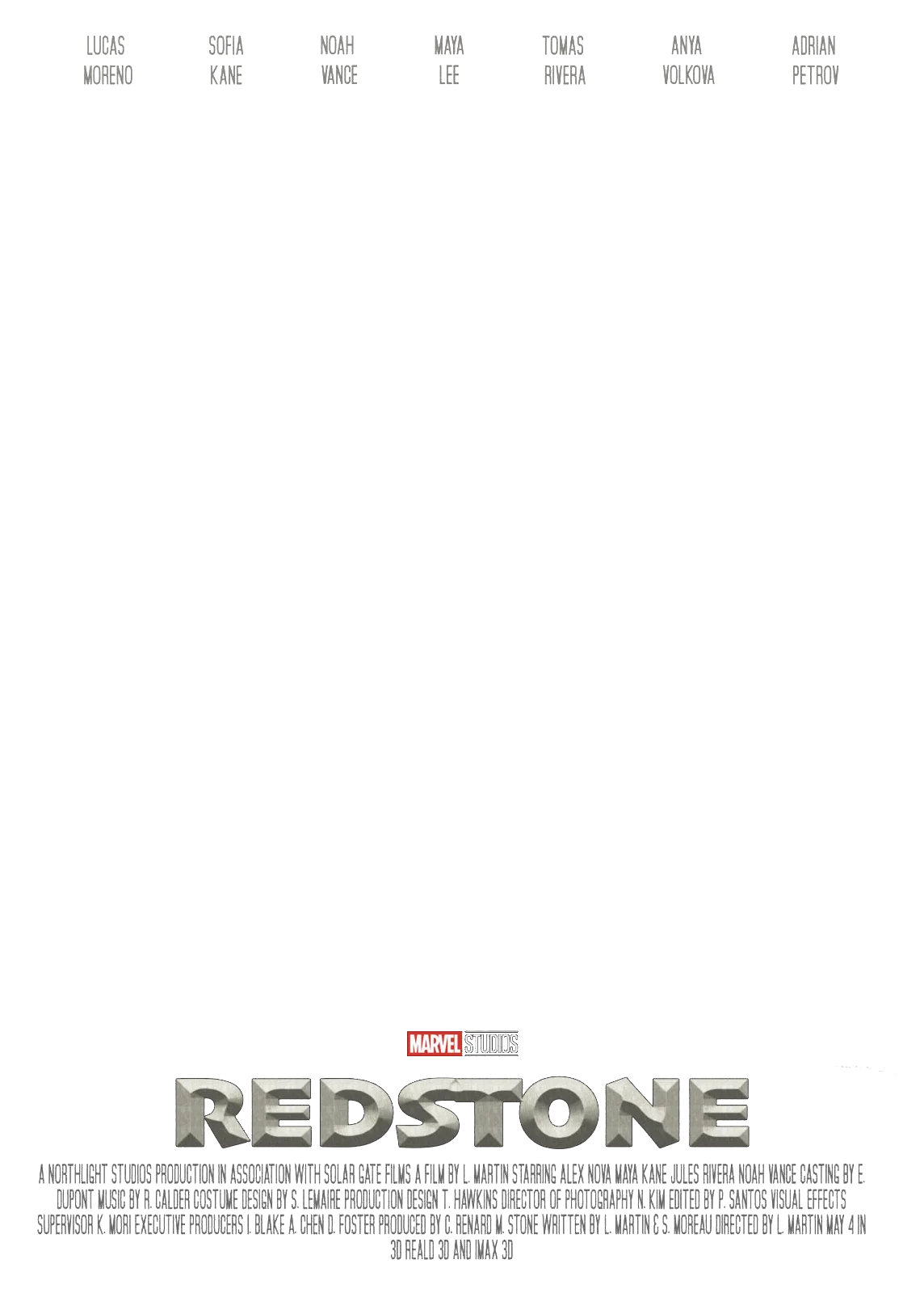 Le titre Redstone, les noms et les crédits, détourés.
